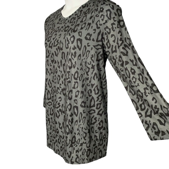 Leopard Print Tunic Long Top Lightweight Black Gray Jersey Fabric Plus 1XL NEW - Picture 6 of 9